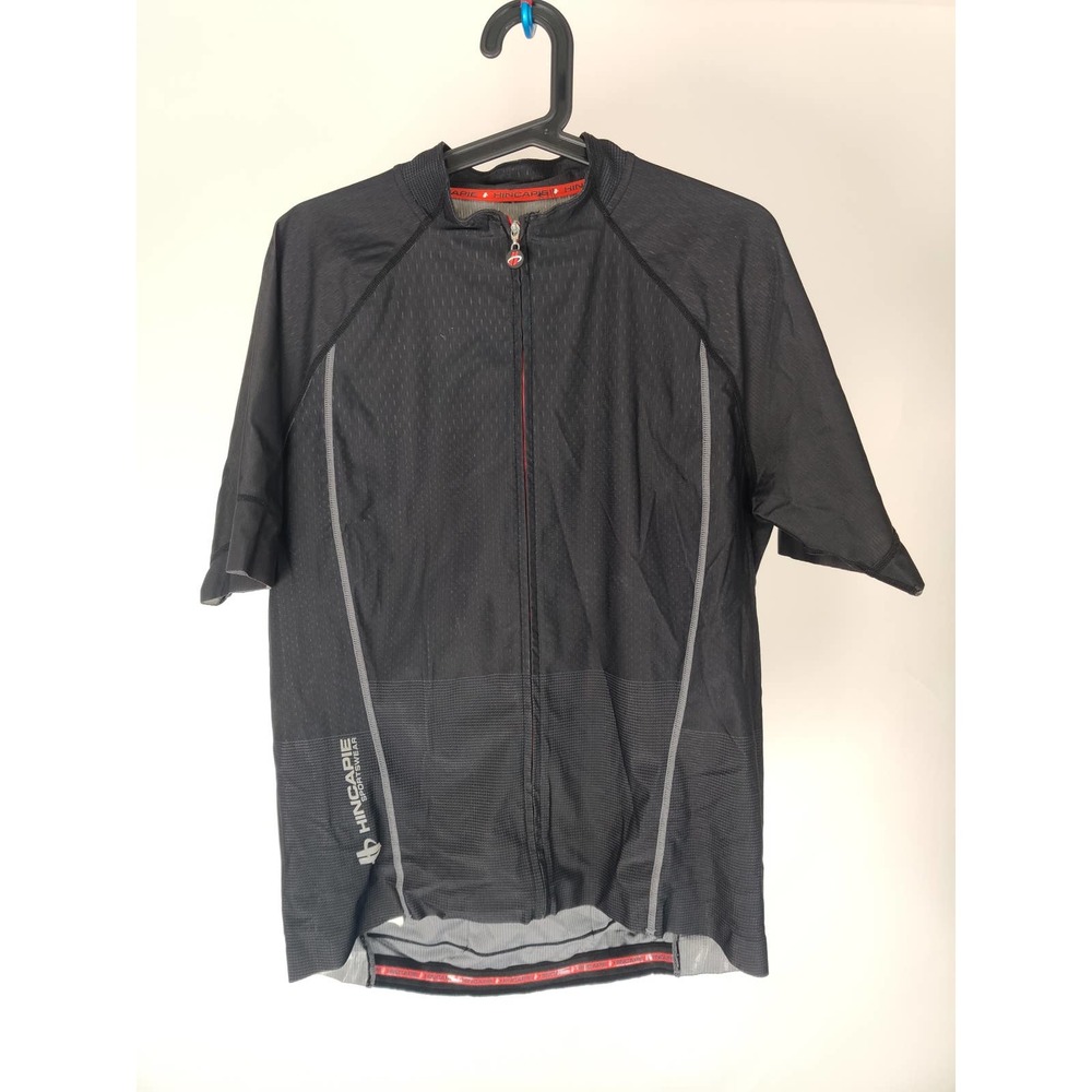 (V) HINCAPIE SPORTWEAR MEN'S FULL ZIP Cycling Jersey SS LARGE CANADA MADE BLACK